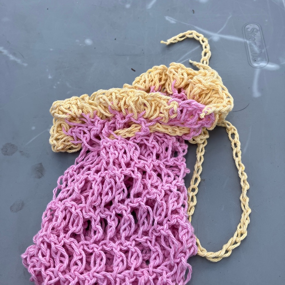 Hand crocheted soap bag
